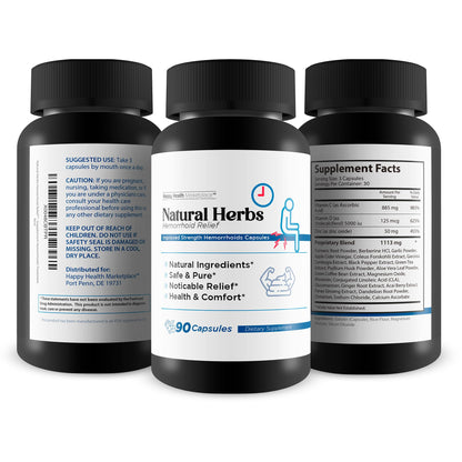 Natural Herbs Hemorrhoids Capsules - Our Best Hemorrhoid Relief Supplement - Premium Natural Herbs Strength Hemorrhoids Capsules - Hemorrhoids Natural Herbs Hemorrhoid Treatment Hemorrhoids Treatment - Maple Wellness Supplements