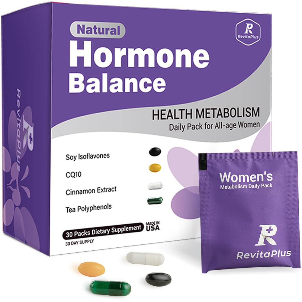 Natural Hormone Balance for Women, Menopause Supplements for Women with Evening Primrose Oil,CoQ10,Soy Isoflavones, Daily Pack Supports Peri+Menopause+Post, PMS,Metabolism,Mood,Energy 30Packs - Maple Wellness Supplements