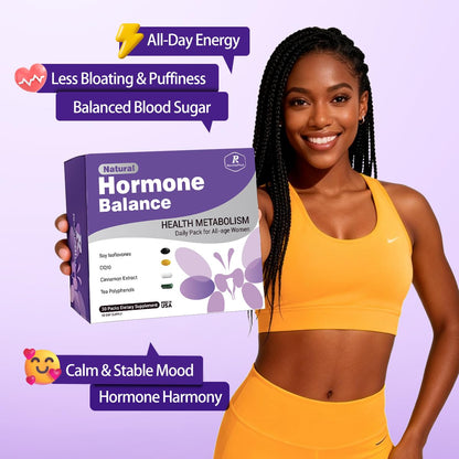 Natural Hormone Balance for Women, Menopause Supplements for Women with Evening Primrose Oil,CoQ10,Soy Isoflavones, Daily Pack Supports Peri+Menopause+Post, PMS,Metabolism,Mood,Energy 30Packs - Maple Wellness Supplements