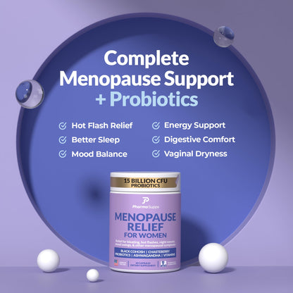 Natural Menopause Supplements for Women - Perimenopause Supplements for Hormonal Balance, Bloating & Mood Swings | Hot Flashes Menopause Relief w/Probiotics & Prebiotics, Black Cohosh & Chasteberry - Maple Wellness Supplements