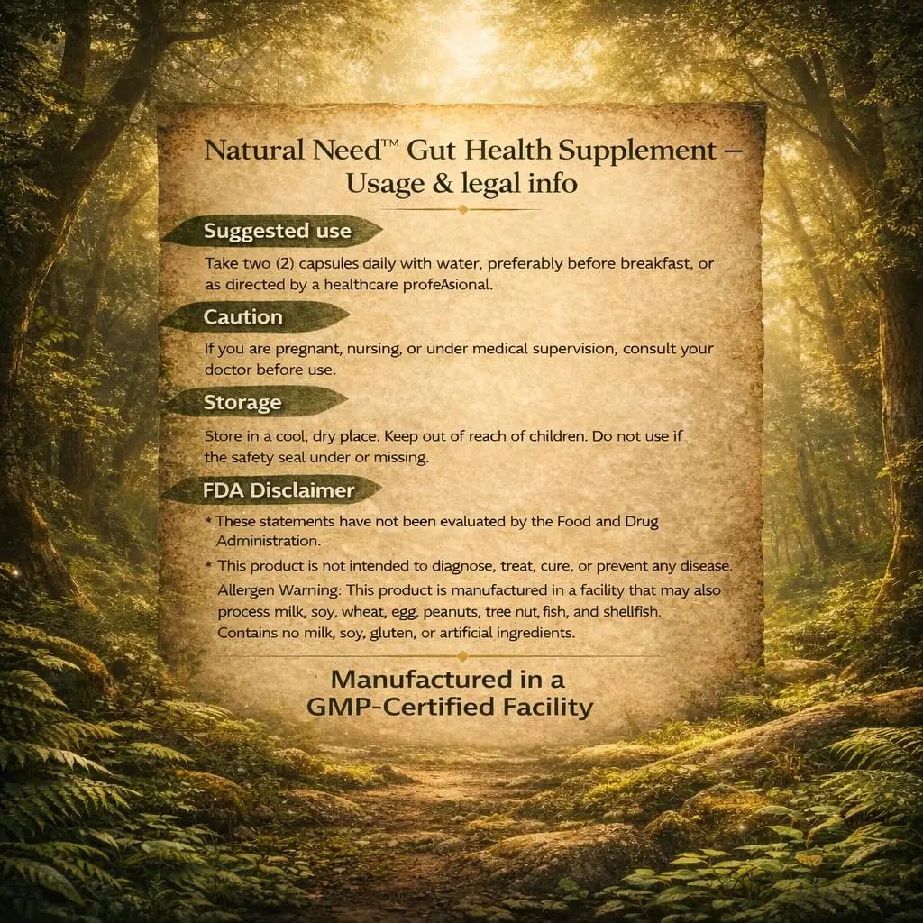 NATURAL NEED™ Gut Health – 5-in-1 Formula with Probiotics, Prebiotics, Postbiotics, Enzymes & Vitamins (C,D3,B12,Zinc) – Delayed Release Capsule – Supports Overall Digestion, Immunity & Gut – 60 Vegan - Maple Wellness Supplements
