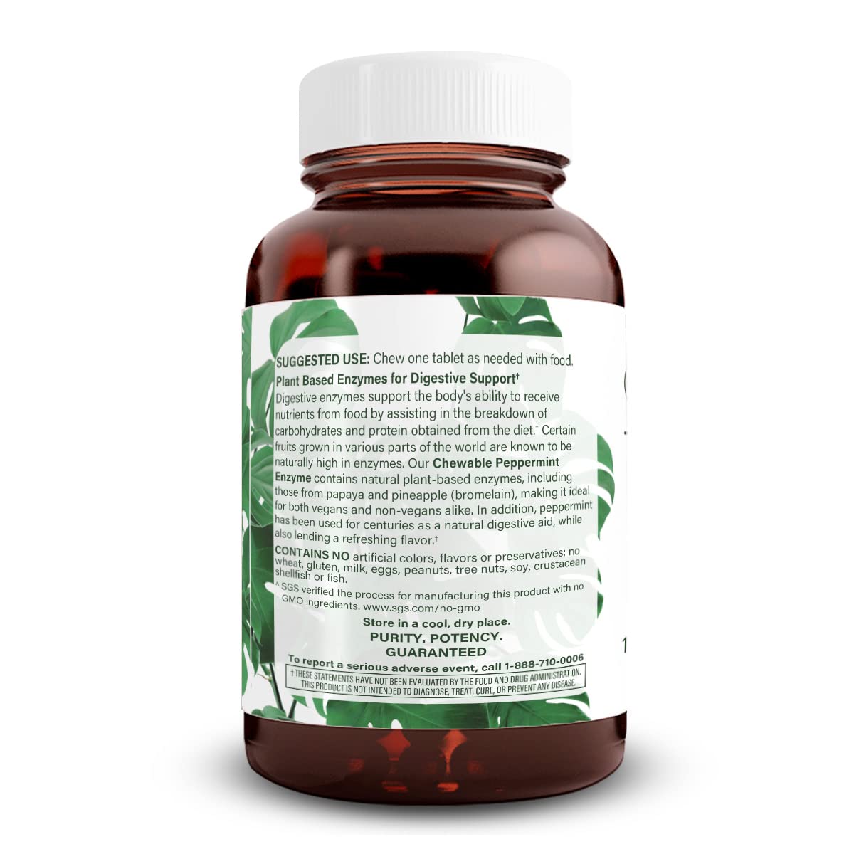 Natural Nutra Chewable Peppermint Digestive Enzyme Supplement, Help to Relieve Gas, Indigestion, and Other Digestive discomforts, Stomach Calmness, Papaya (Papain) - Maple Wellness Supplements