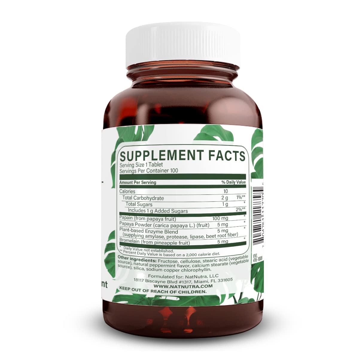 Natural Nutra Chewable Peppermint Digestive Enzyme Supplement, Help to Relieve Gas, Indigestion, and Other Digestive discomforts, Stomach Calmness, Papaya (Papain) - Maple Wellness Supplements