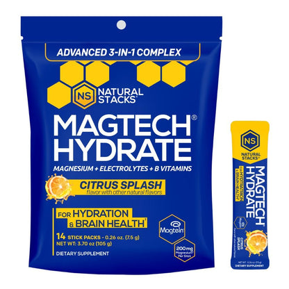 NATURAL STACKS Creatine Monohydrate & Magtech Hydrate Bundle - 2500mg Creatine + 200mg Elemental Magnesium Per Serving - Supports Hydration, Brain Health & Endurance - 44 Total Servings - Maple Wellness Supplements
