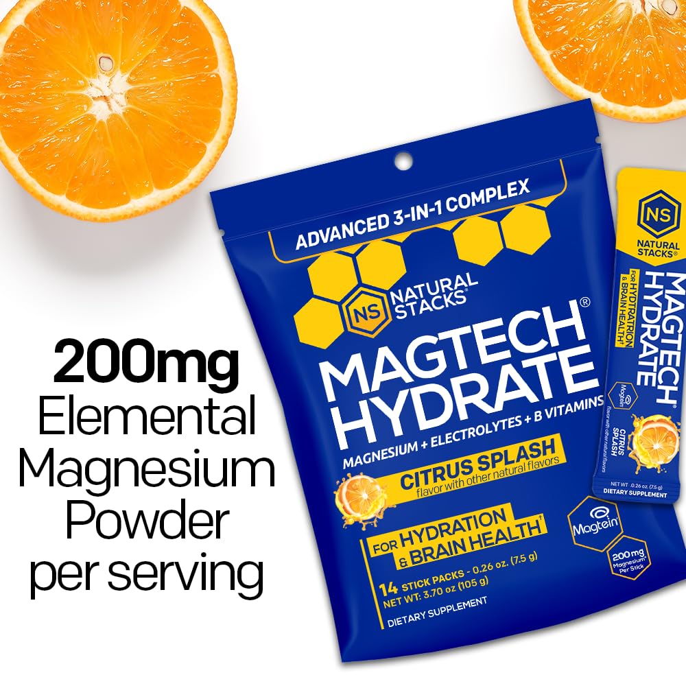 NATURAL STACKS Creatine Monohydrate & Magtech Hydrate Bundle - 2500mg Creatine + 200mg Elemental Magnesium Per Serving - Supports Hydration, Brain Health & Endurance - 44 Total Servings - Maple Wellness Supplements