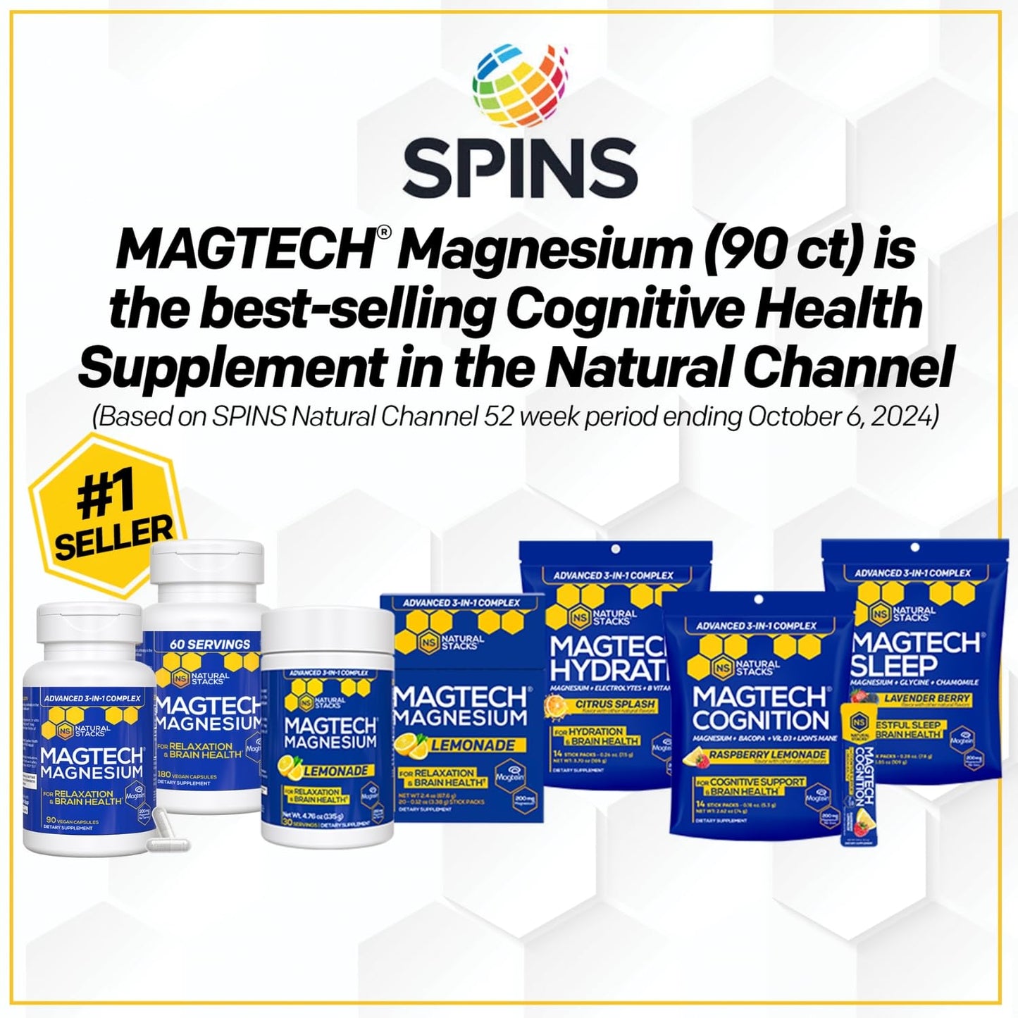 NATURAL STACKS Dopamine Brain Food + Magtech Magnesium Bundle - Chelated Magnesium Complex - Supports Brain Health & Mental Drive* - 150 Total Capsules - Maple Wellness Supplements