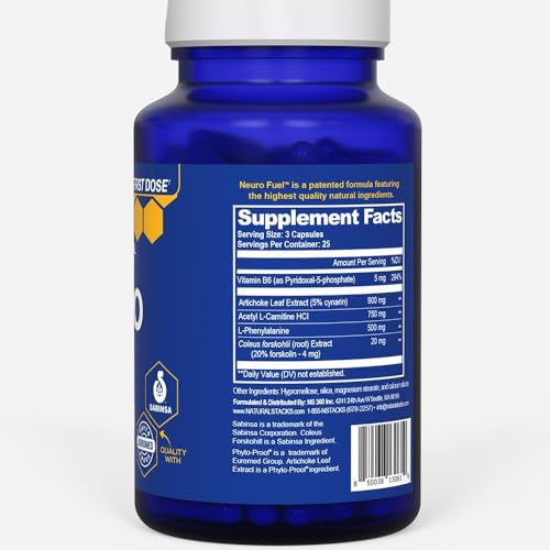 NATURAL STACKS Original NeuroFuel Nootropic Brain Support Supplement - 750mg L-Carnitine & 500mg L-Phenylalanine - Brain Supplement for Memory and Focus* - 75 Focus Pills - Maple Wellness Supplements
