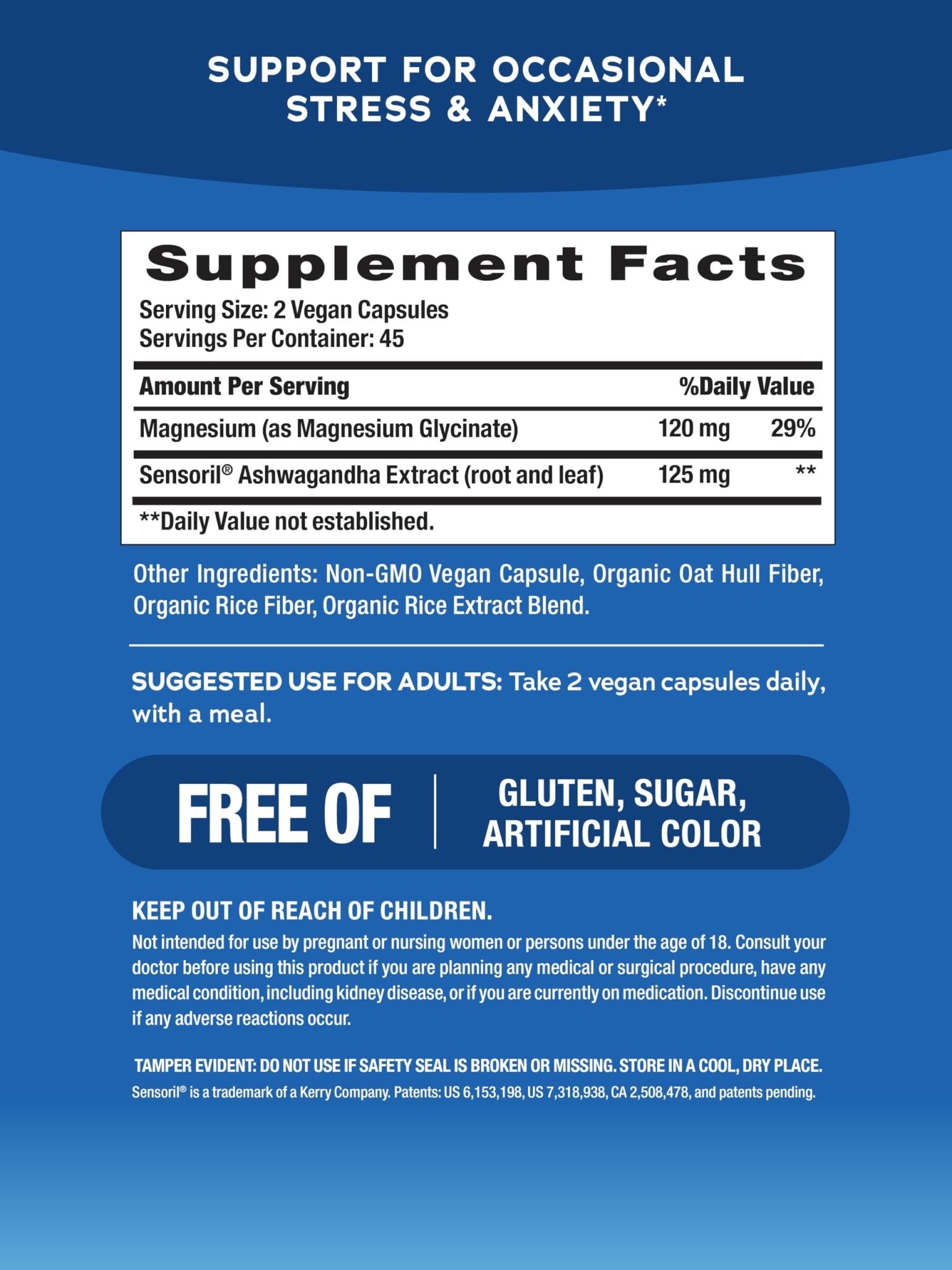 Natural Vitality Calm Ashwagandha + Magnesium Glycinate Capsules | Support for Occasional Stress & Anxiety | Gluten Free Supplement | 90 Count - Maple Wellness Supplements