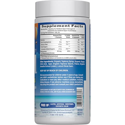 Natural Vitality Calm, Magnesium Citrate Kids Supplement, Stress Relief Gummies, Supports a Healthy Response to Stress - Maple Wellness Supplements