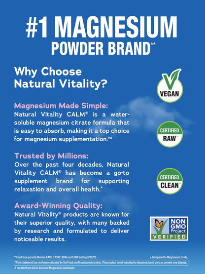 Natural Vitality Calm Powder Rasp Lemon, 8 oz - Maple Wellness Supplements
