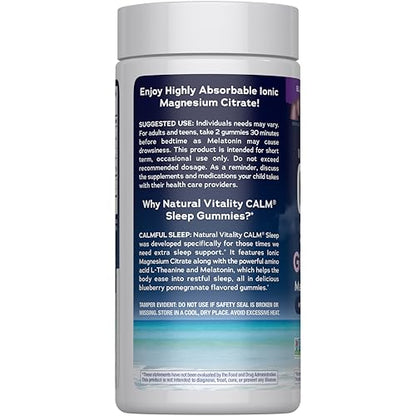 Natural Vitality SLEEP Gummies, Magnesium Supplement With Melatonin and L-Theanine, Vegan, Gluten Free, Helps the Body Ease Into Sleep - Maple Wellness Supplements