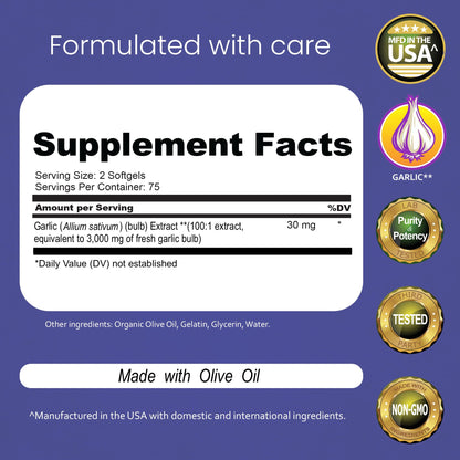 NaturaLife Labs Odorless Garlic Supplement – Garlic (Allium sativum) Extract Softgels – 150 Count – Non-GMO, Gluten-Free - Maple Wellness Supplements