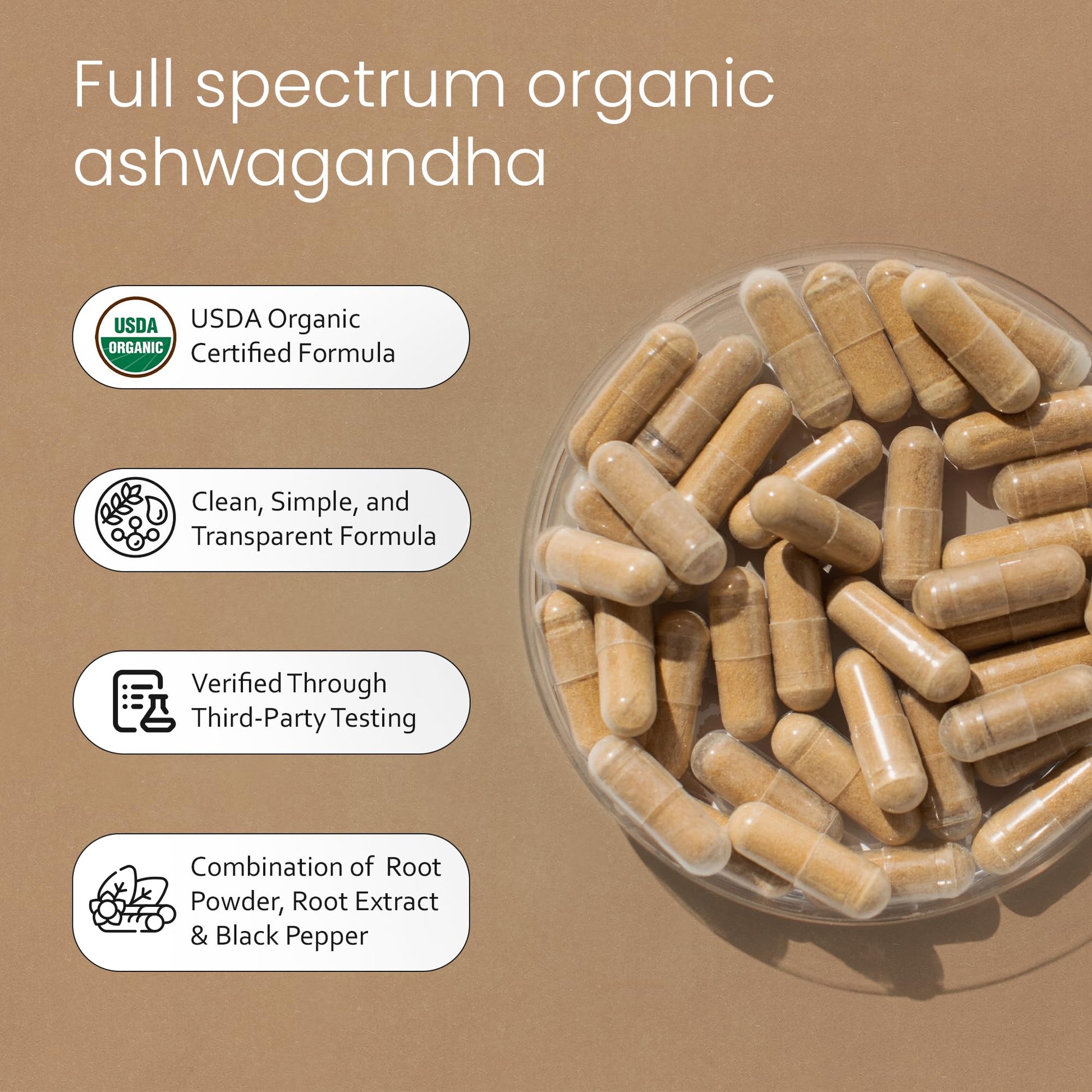 NaturaLife Labs Organic Ashwagandha 2100 mg per Serving – Herbal Supplement Root Powder & Extract – 100 Capsules – Vegan, Non-GMO, Gluten-Free - Maple Wellness Supplements