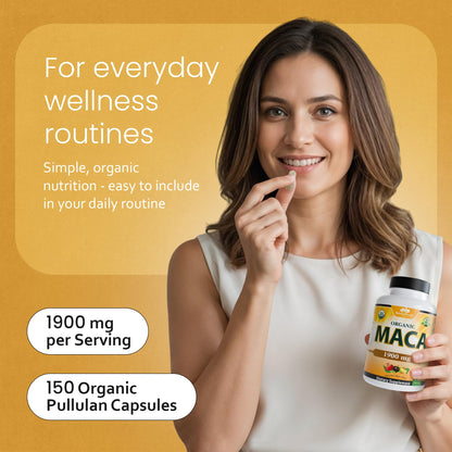 NaturaLife Labs Organic Maca Root – Black, Red & Yellow – 1900 mg per Serving – 150 Capsules – Gelatinized Peruvian Maca - Maple Wellness Supplements