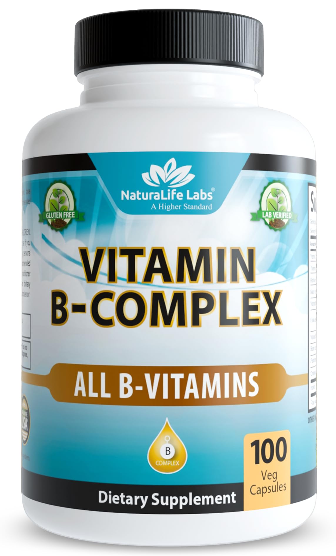 NaturaLife Labs Vitamin B Complex – All B Vitamins Including Active B2, B6, B9 & B12 (Methylcobalamin), Plus B1, B3, B5, B7 & Vitamin C – 100 Capsules - Maple Wellness Supplements