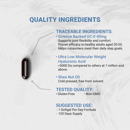Naturalis UC-II 40 mg with Hyaluronic Acid and Shea Nut Oil | Enhanced Undenatured Type II Collagen for Better Joint Health, Mobility & Flexibility - Maple Wellness Supplements