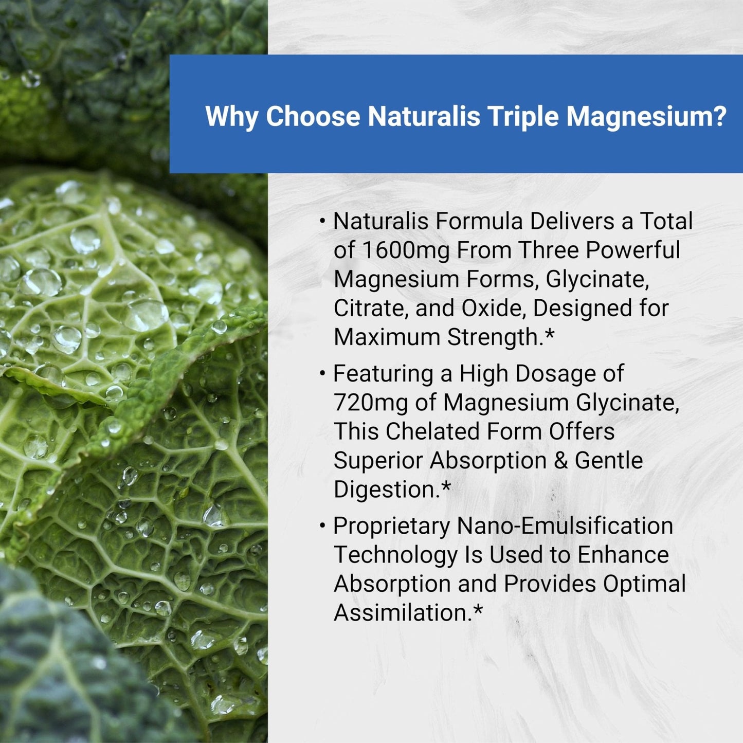 Naturalis Vegan Triple Magnesium Complex | Chelated Glycinate, Citrate & Oxide 1600mg Delivers 250mg Elemental Magnesium | Easily Absorbed for Stress, Muscle, Heart, Bone Support* | 60 Softgels - Maple Wellness Supplements