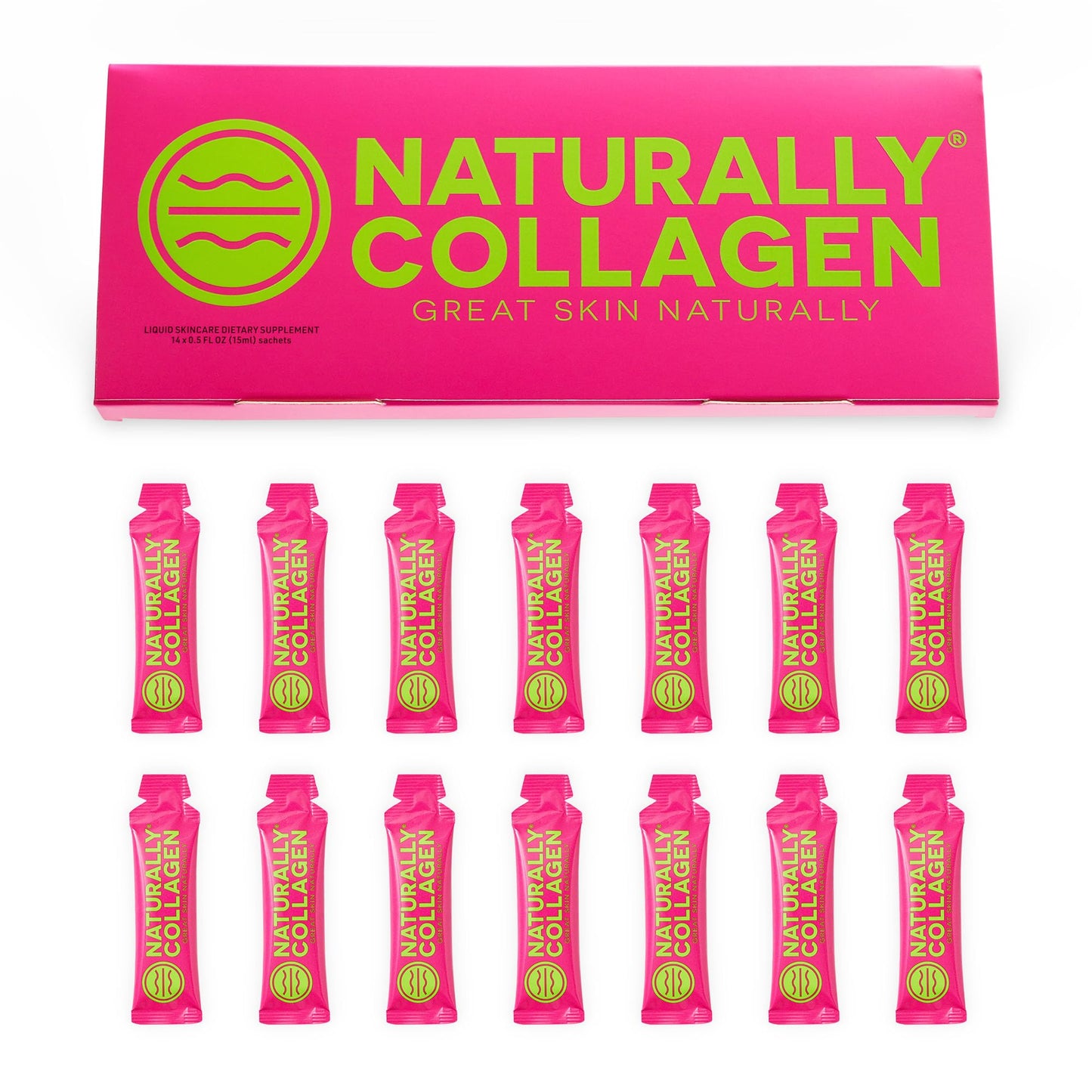 Naturally Collagen - Premium Hydrolyzed Liquid Marine Collagen Supplement - 8000mg of Collagen per Sachet Plus 180mg VIT C - Natural Tropical Fruit Flavour - 14 Sachets per Box - Maple Wellness Supplements