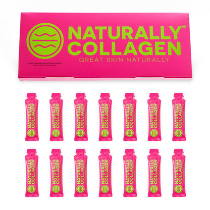 Naturally Collagen - Premium Hydrolyzed Liquid Marine Collagen Supplement - 8000mg of Collagen per Sachet Plus 180mg VIT C - Natural Tropical Fruit Flavour - 14 Sachets per Box - Maple Wellness Supplements
