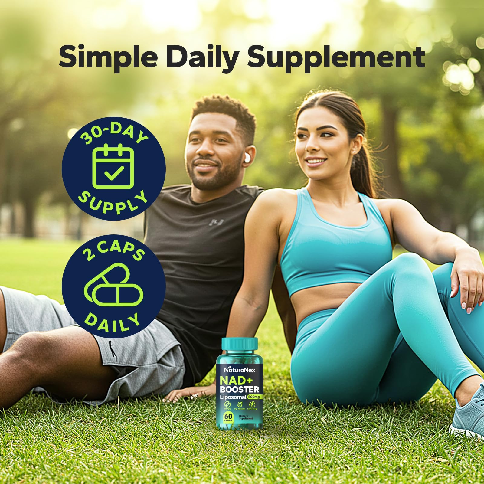 NaturaNex NAD+ Supplement 650mg (60 Capsules), Liposomal NAD+ with Resveratrol & Quercetin, Third-Party Tested, NMN Supplement Alternative - Maple Wellness Supplements