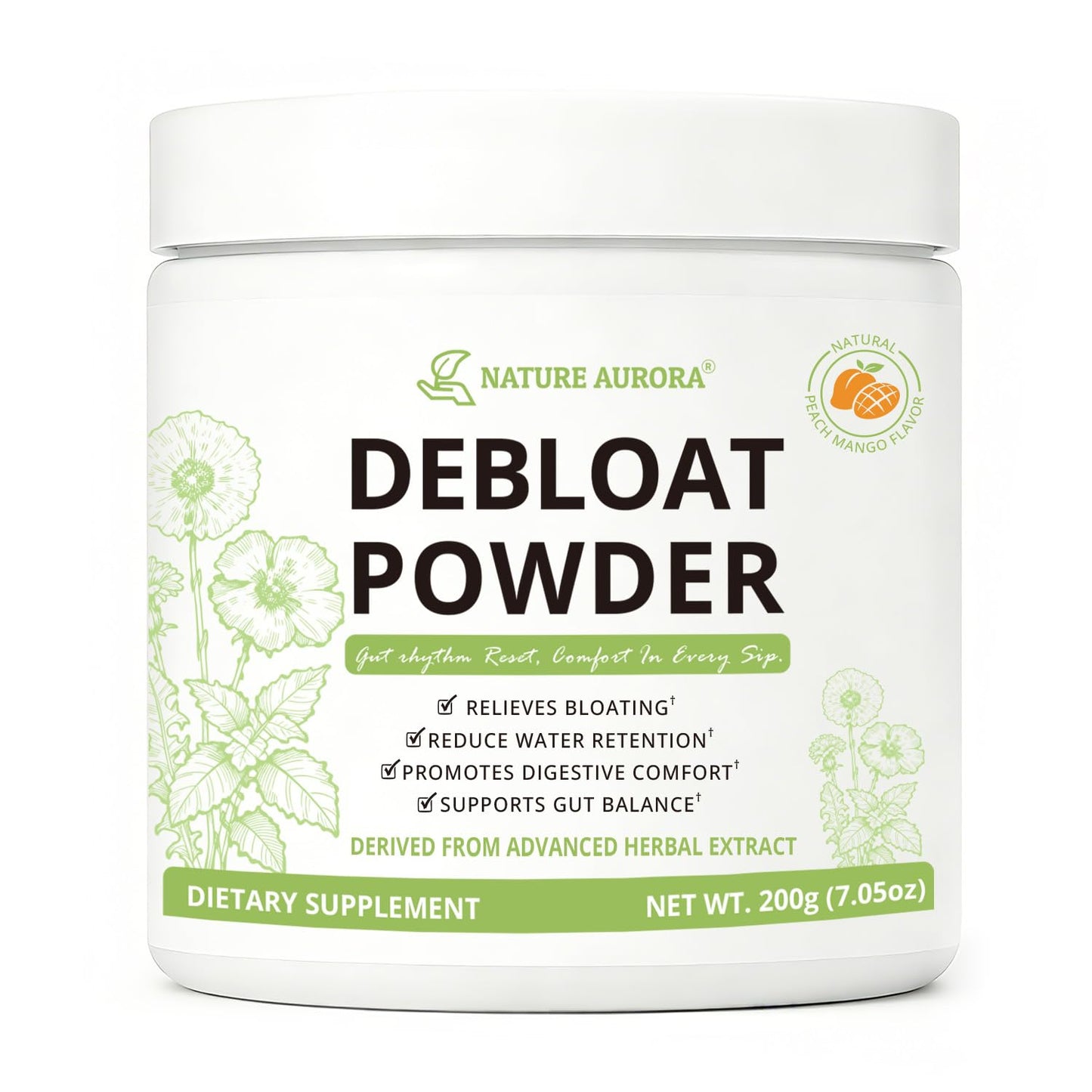 Nature Aurora Debloat Powder for Digestive Health, Natural Bloating Relief, Water Retention & Gut Balance Support, Digestive Enzymes for Women & Men, - Maple Wellness Supplements