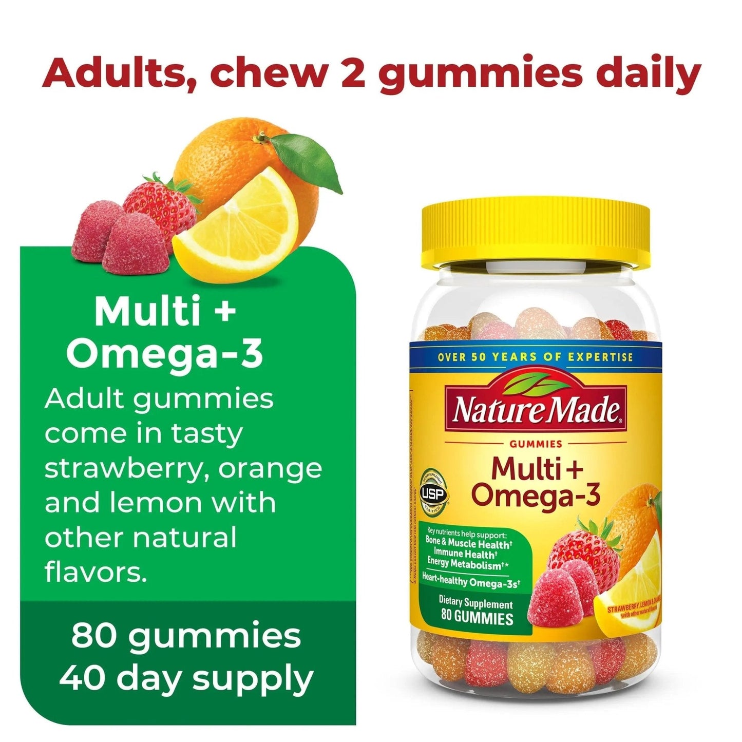 Nature Made Adult & Kids Multivitamin Gummies Combo Pack, Multis with Vitamin C, Vitamin D3, B Vitamins, Zinc, Omega 3 Fish Oil & More - Maple Wellness Supplements