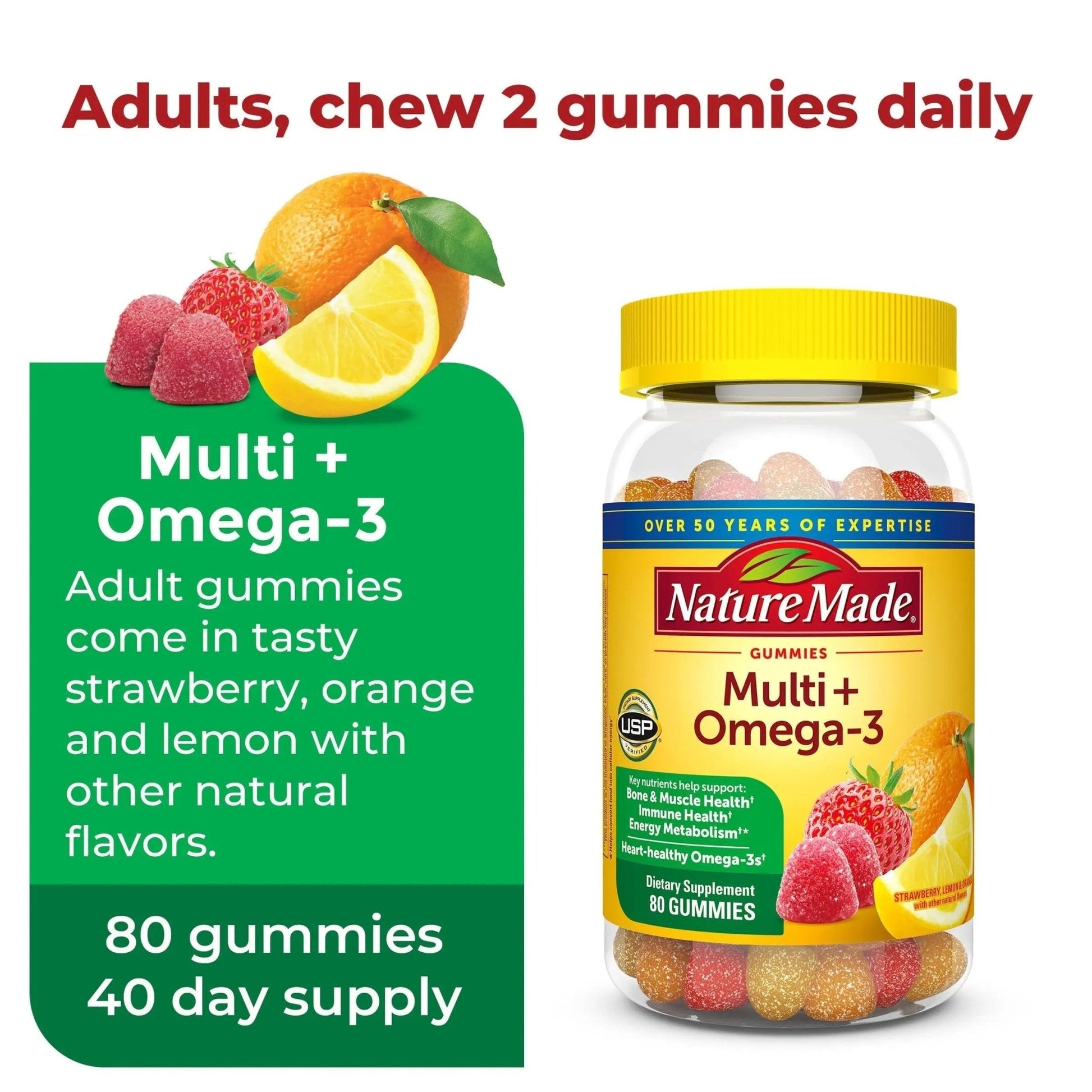 Nature Made Adult & Kids Multivitamin Gummies Combo Pack, Multis with Vitamin C, Vitamin D3, B Vitamins, Zinc, Omega 3 Fish Oil & More - Maple Wellness Supplements