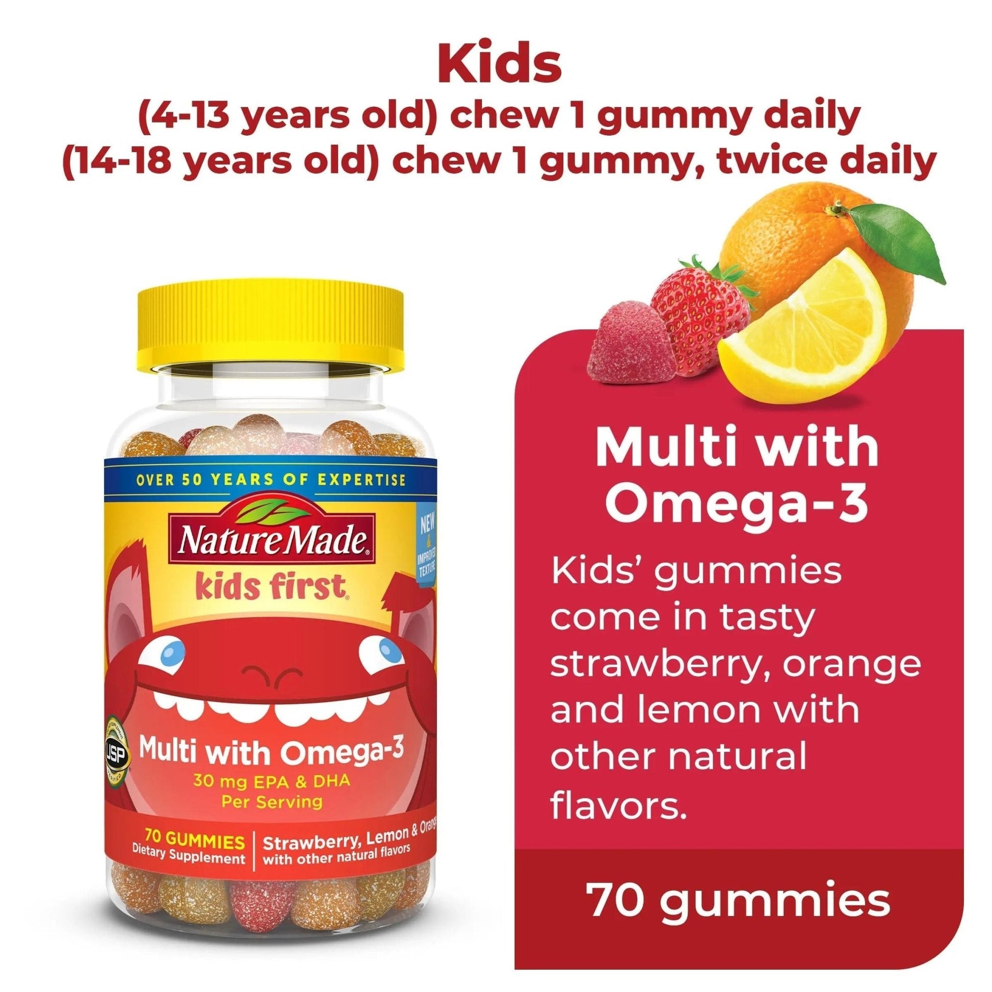 Nature Made Adult & Kids Multivitamin Gummies Combo Pack, Multis with Vitamin C, Vitamin D3, B Vitamins, Zinc, Omega 3 Fish Oil & More - Maple Wellness Supplements