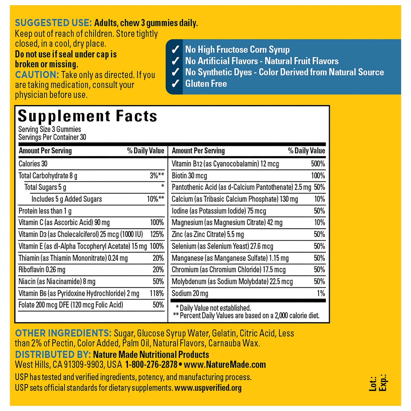Nature Made Advanced Multivitamin Gummies for Him with Magnesium Citrate, Calcium & All 8 B Vitamins, Multivitamin for Men, - Maple Wellness Supplements