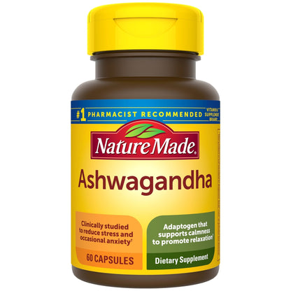 Nature Made Ashwagandha Capsules 125mg for Stress Support, Ashwagandha Supplements, 60 Capsules, 60 Day Supply - Maple Wellness Supplements
