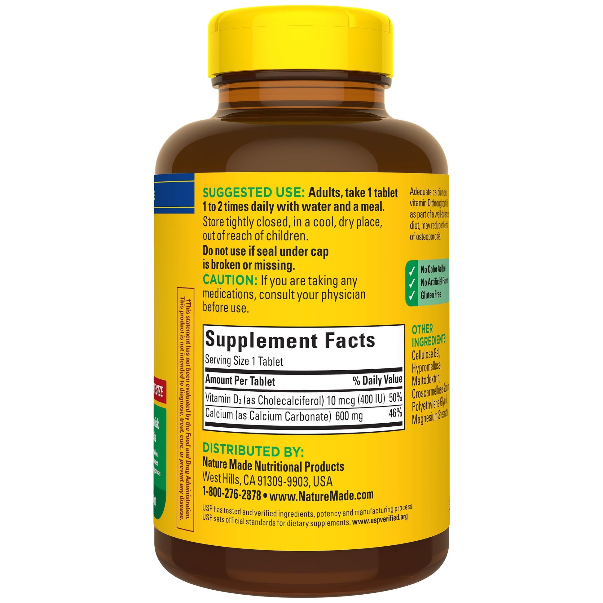 Nature Made Calcium 600 mg with Vitamin D3, Dietary Supplement for Bone Support, 220 Tablets - Maple Wellness Supplements