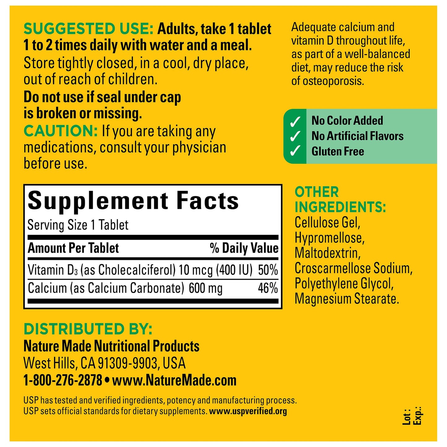 Nature Made Calcium 600 mg with Vitamin D3, Dietary Supplement for Bone Support, 220 Tablets - Maple Wellness Supplements