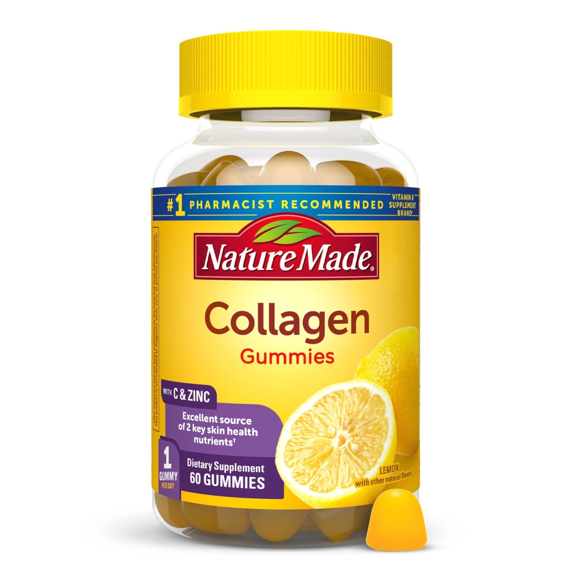 Nature Made Collagen Gummies with Vitamin C, Zinc, Biotin, Hydrolyzed Collagen Peptides for Women and Men - Maple Wellness Supplements