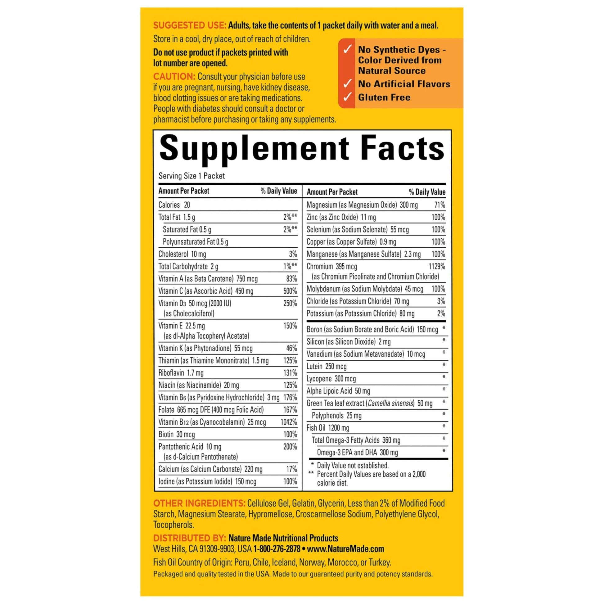 Nature Made Diabetes Health Pack, Daily Dietary Supplements for Nutritional Support, 30 Packets, 30 Day Supply - Maple Wellness Supplements