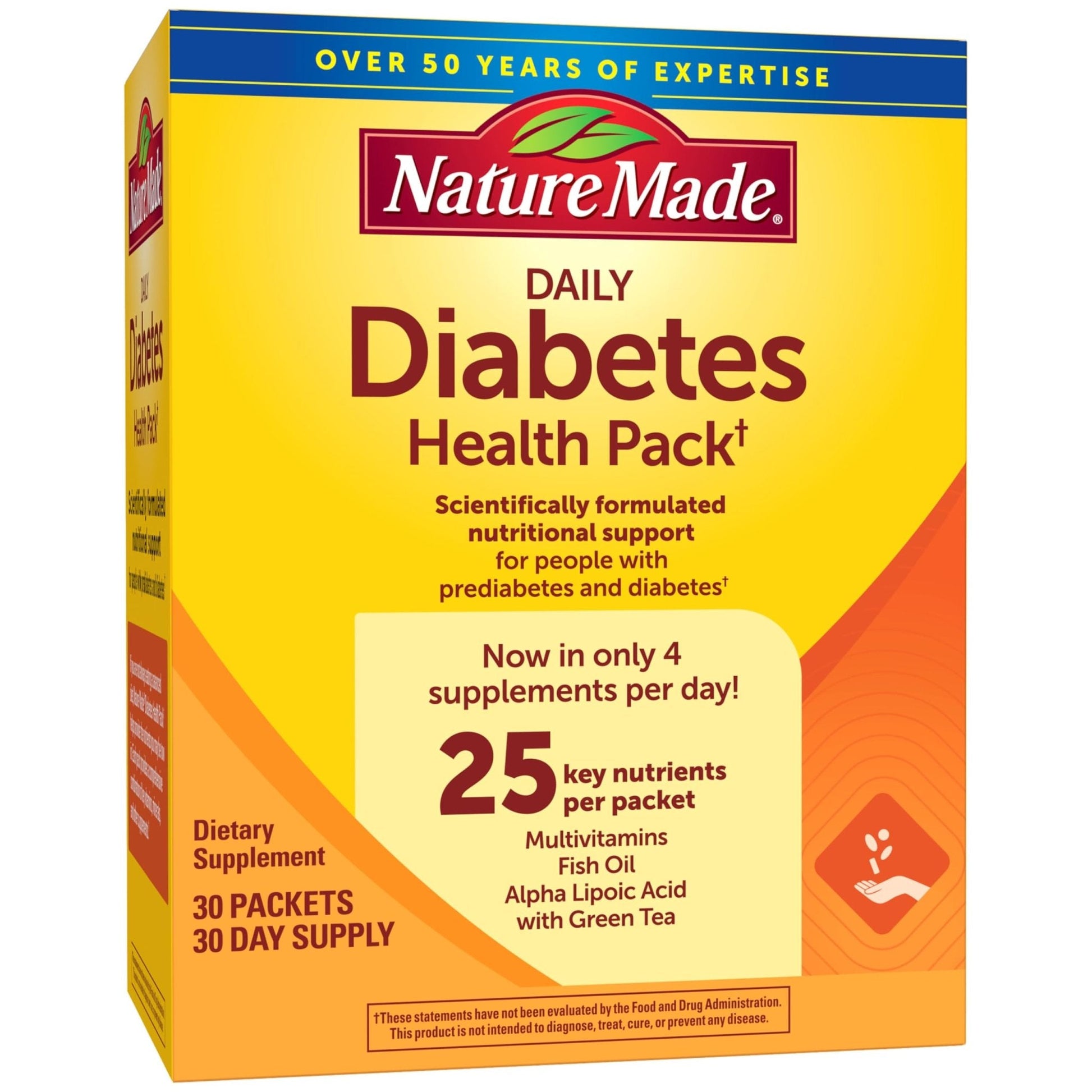 Nature Made Diabetes Health Pack, Daily Dietary Supplements for Nutritional Support, 30 Packets, 30 Day Supply - Maple Wellness Supplements