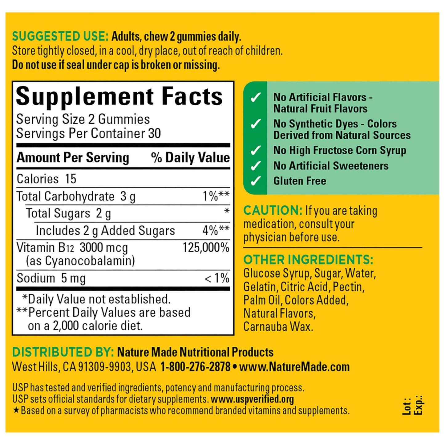 Nature Made Extra Strength Vitamin B12 Gummies 3000 mcg per serving, B12 Vitamins for Energy Metabolism Support, 60 Gummy Vitamins, 30 Day Supply - Maple Wellness Supplements