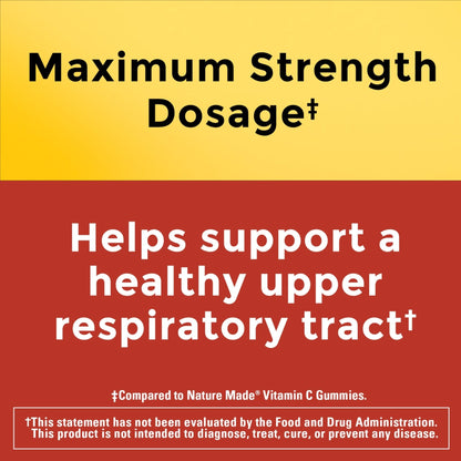 Nature Made Maximum Strength Dosage Vitamin C 1000mg per Serving, Immune Support Vitamin C Gummies for Adults, 80 Gummies, 20 Day Supply - Maple Wellness Supplements