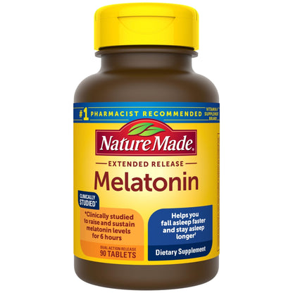 Nature Made Melatonin 4mg Extended Release Tablets, Sleep Supplements for Adults, 100% Drug Free Sleep Aid, 90 Count, 90 Day Supply - Maple Wellness Supplements