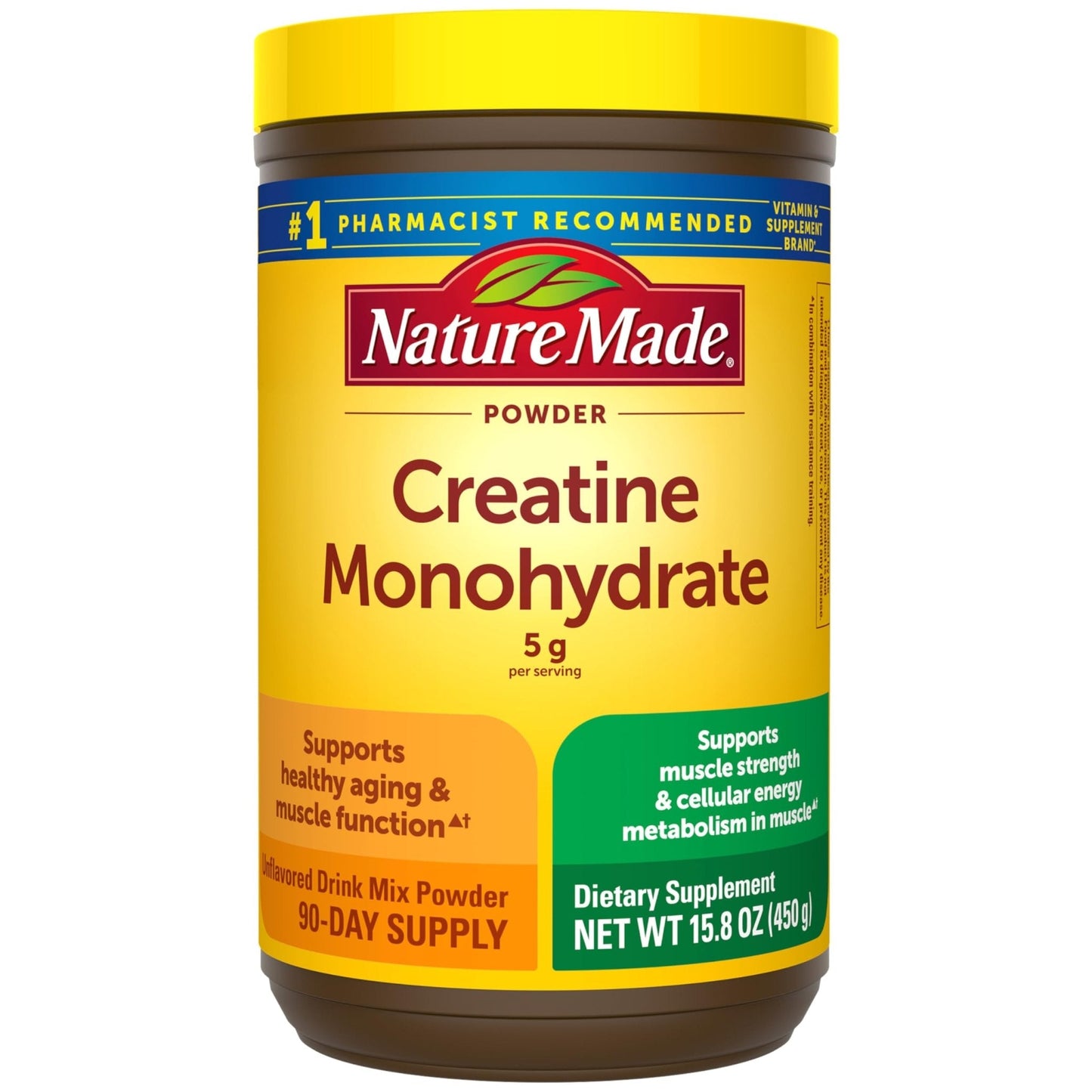 Nature Made Micronized Creatine Monohydrate Powder 5 g per Serving, Unflavored Drink Mix Powder, Muscle Support, 450 g, 90 Day Supply - Maple Wellness Supplements