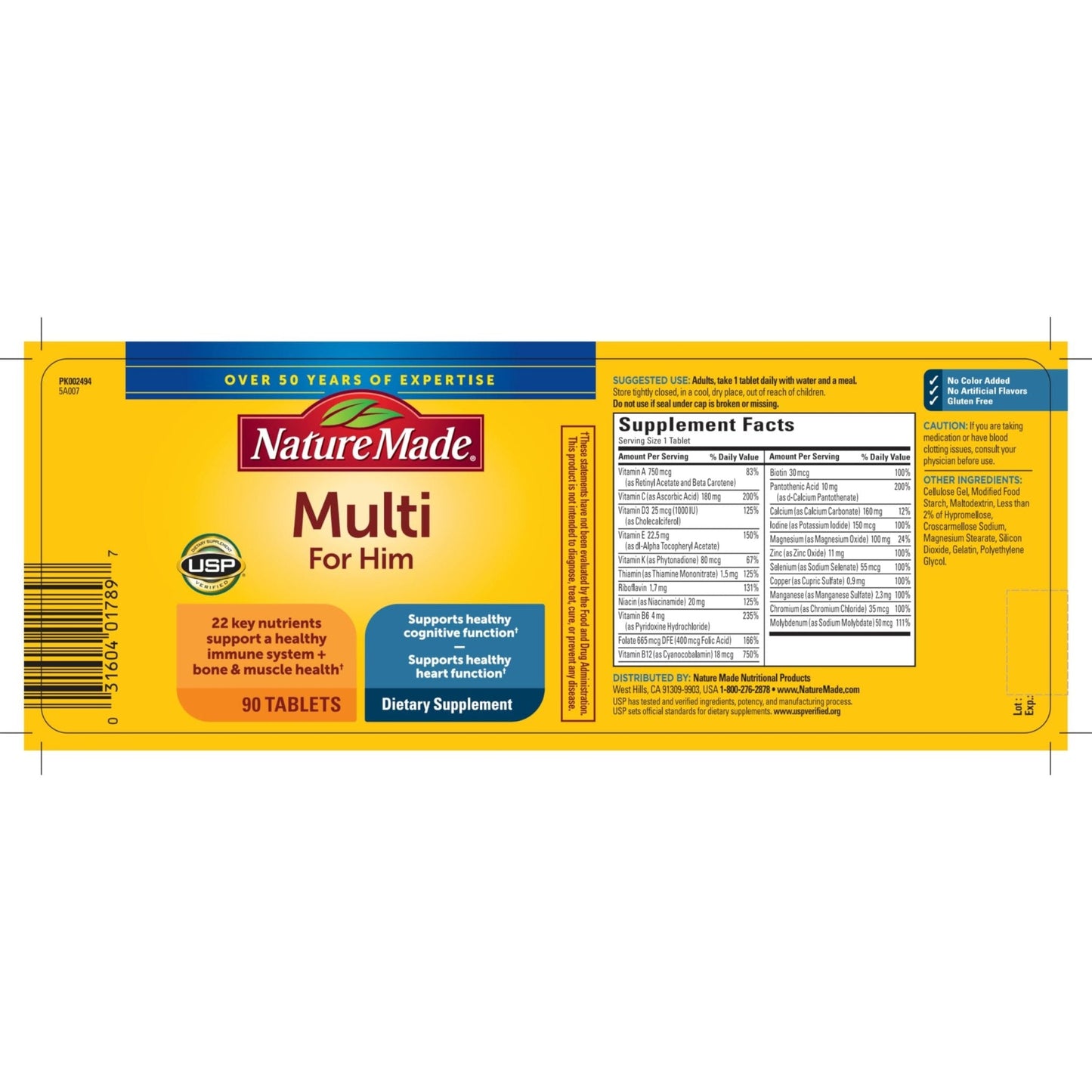 Nature Made Multivitamin for Him, Mens Multivitamins with No Iron, Daily Nutritional Support, Nature Made Multi Mens Vitamins & Minerale - Maple Wellness Supplements