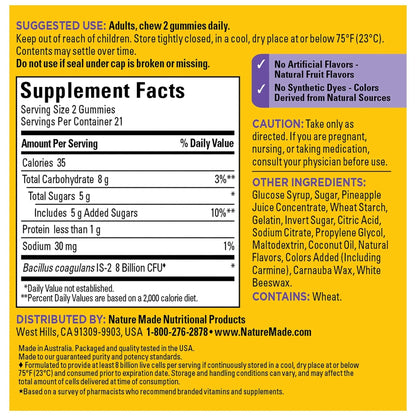 Nature Made Probiotics Extra Strength Dosage, Probiotics for Women and Men 8 Billion CFU per 2 Gummies, 42 Probiotic Gummies, 21 Day Supply - Maple Wellness Supplements