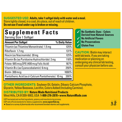 Nature Made Super B Complex Vitamins for Women and Men, Dietary Supplement for Energy Metabolism Support, Super Vitamin B Complex - Maple Wellness Supplements