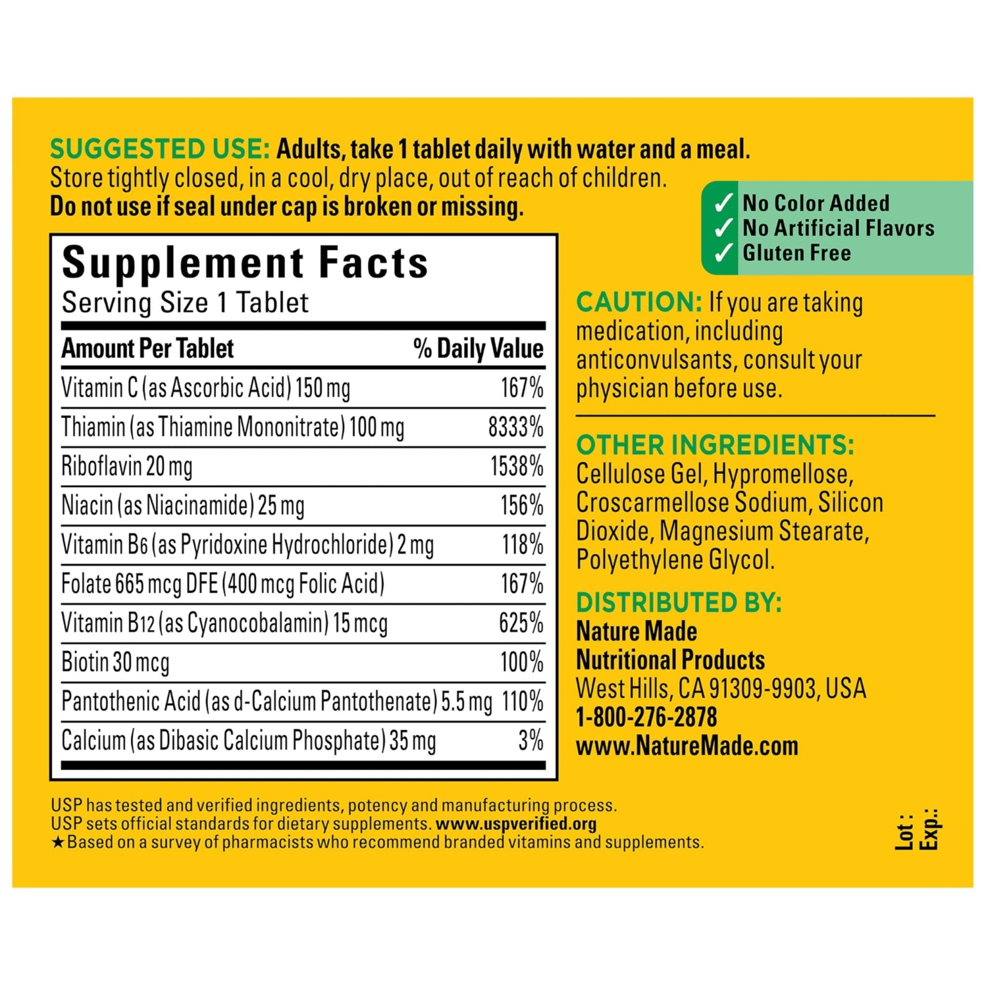Nature Made Super B Complex with Vitamin C & Folic Acid, B Complex Vitamins for Women and Men, Dietary Supplement - Maple Wellness Supplements