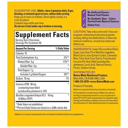 Nature Made Triple Action Biotic Gummy, 100 Gummies, Combined Prebiotic, Probiotic and PostBiotic, 50 Day Supply - Maple Wellness Supplements