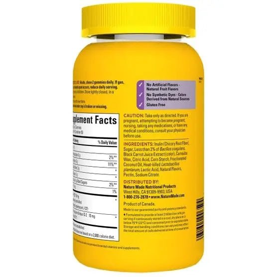 Nature Made Triple Action Biotic Gummy, 100 Gummies, Combined Prebiotic, Probiotic and PostBiotic, 50 Day Supply - Maple Wellness Supplements
