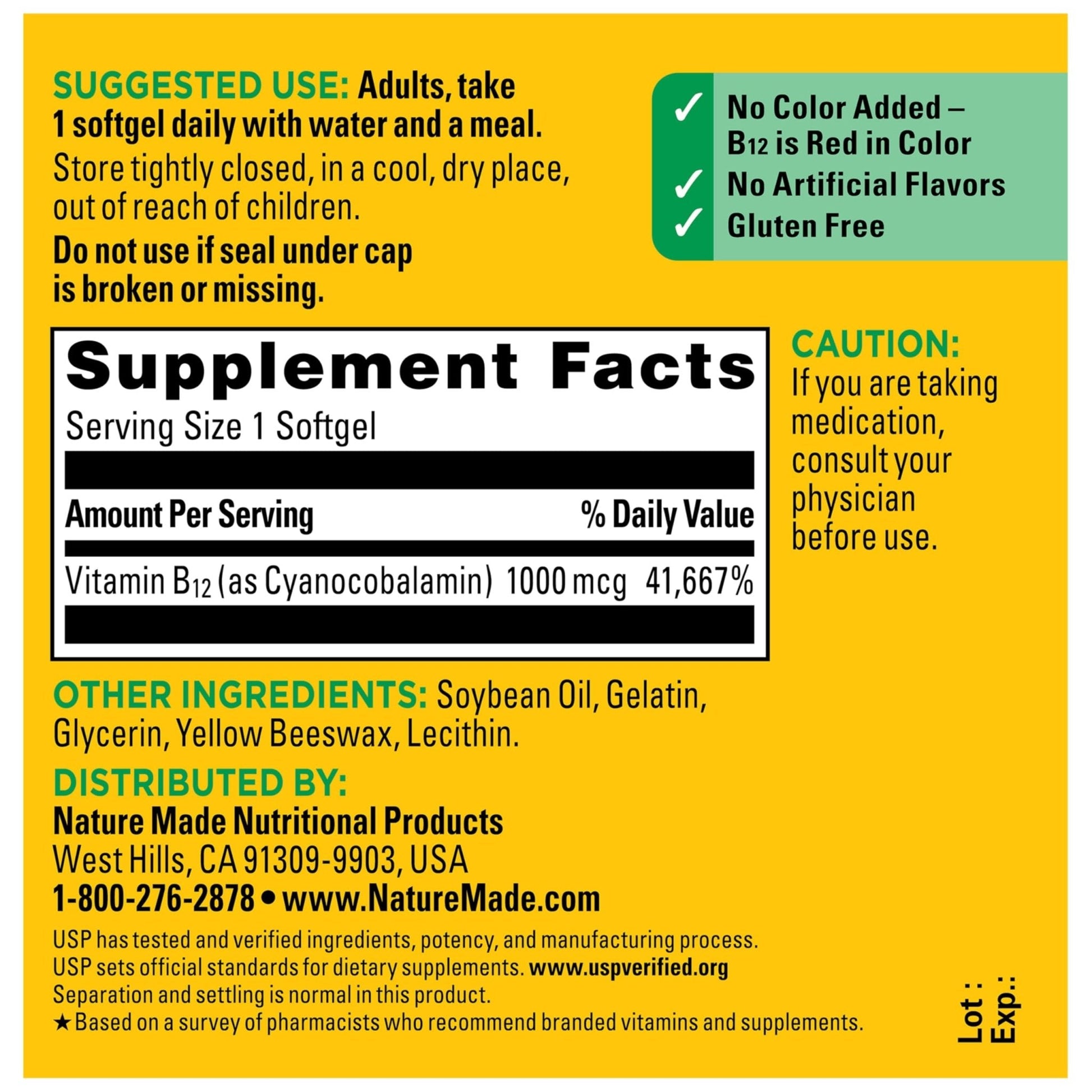 Nature Made Vitamin B12 1000 mcg, Dietary Supplement for Energy Metabolism Support, B12 Vitamins 1000 mcg, 150 Softgels, 150 Day Supply - Maple Wellness Supplements