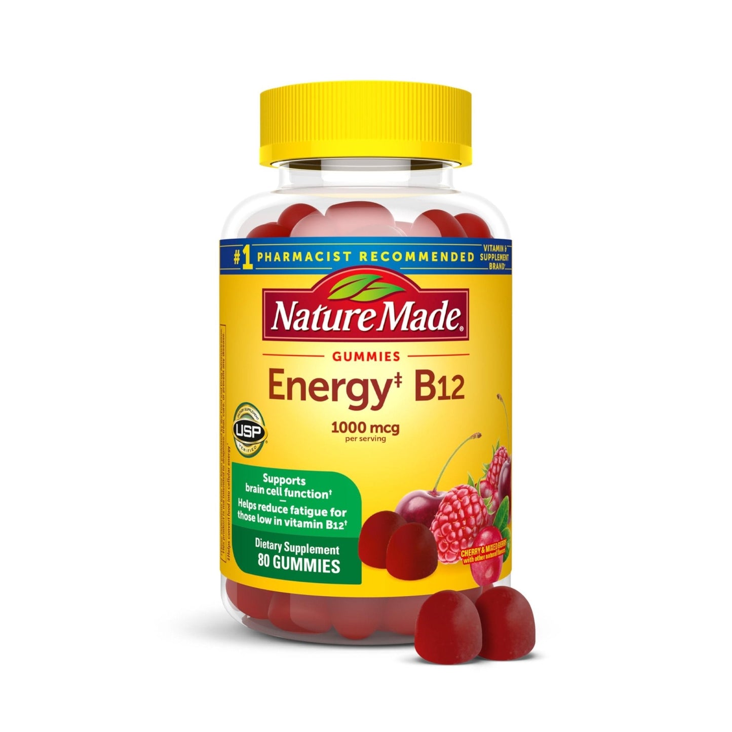 Nature Made Vitamin B12 Gummies 1000 mcg per serving, Dietary Supplement for Energy Metabolism Support, B12 Vitamins - Maple Wellness Supplements