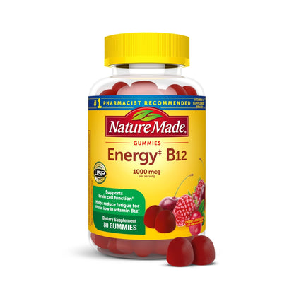 Nature Made Vitamin B12 Gummies 1000 mcg per serving, Dietary Supplement for Energy Metabolism Support, B12 Vitamins - Maple Wellness Supplements