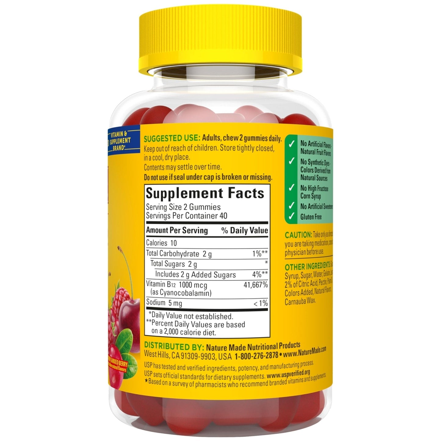 Nature Made Vitamin B12 Gummies 1000 mcg per serving, Dietary Supplement for Energy Metabolism Support, B12 Vitamins - Maple Wellness Supplements