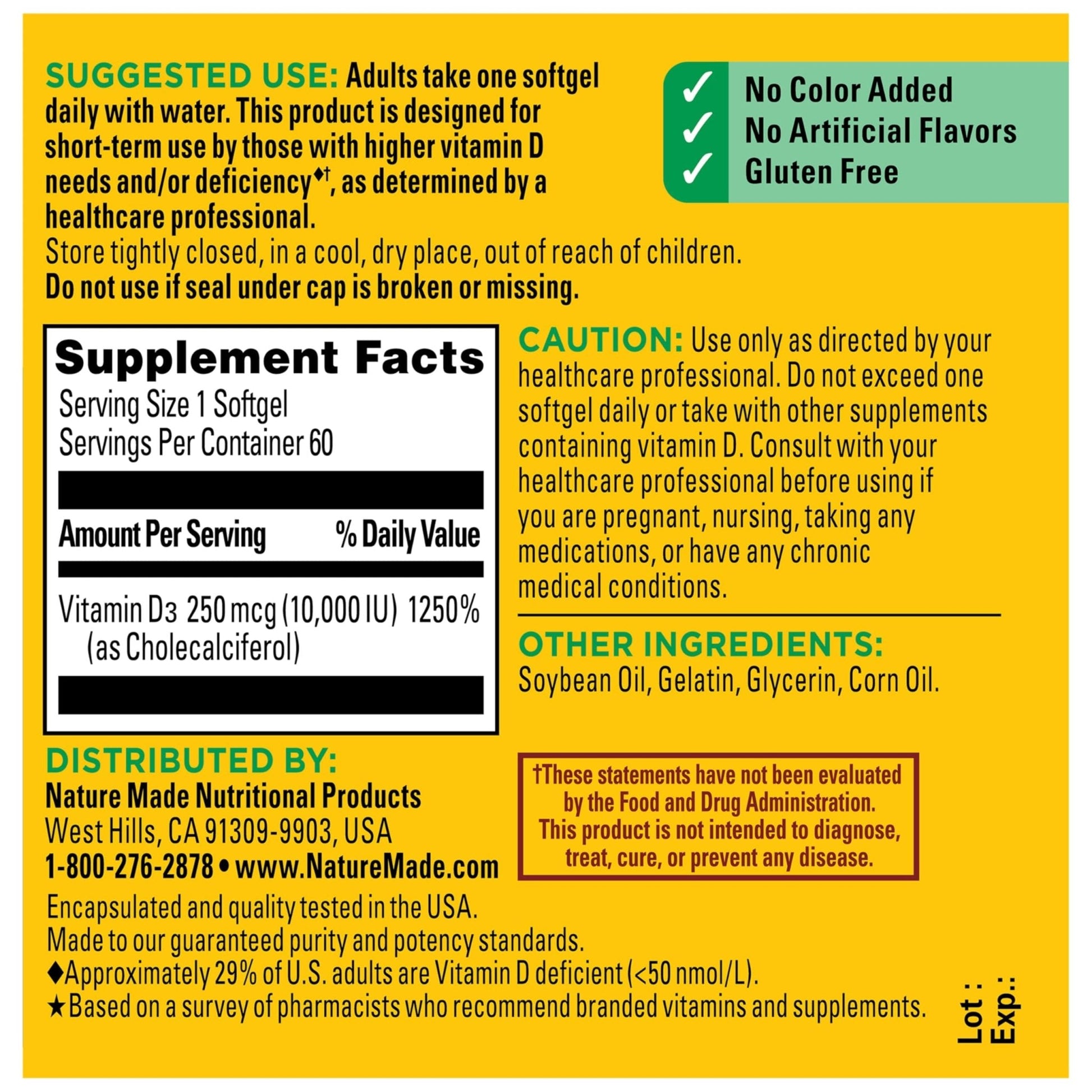 Nature Made Vitamin D3 10000 IU (250 mcg) Maximum Strength, Vitamin D Supplement for Bone and Immune Health Support - Maple Wellness Supplements